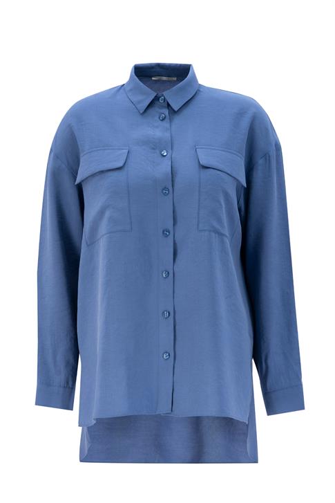 Armine Cep Kapaklı Oversize Gömlek ORT3635 İndigo