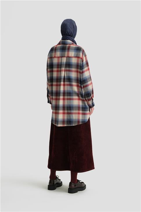 Armine Kapaklı Cepli Oduncu Gömlek ORT3637 Kırmızı