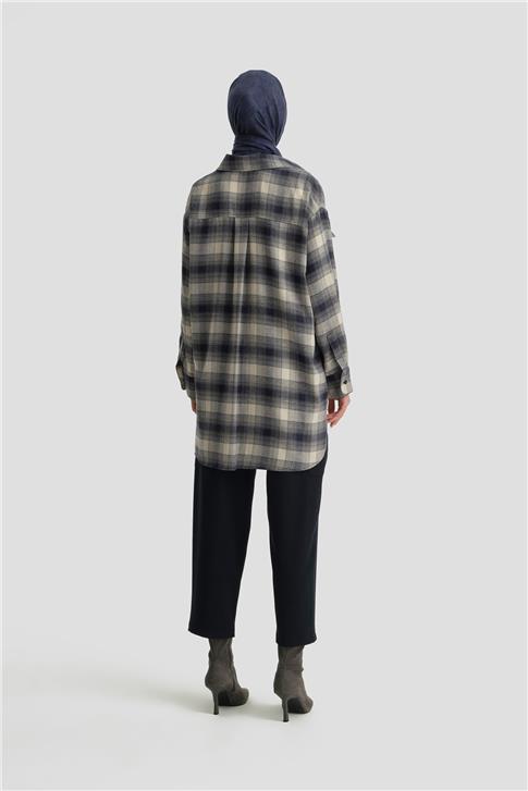 Armine Kapaklı Cepli Oduncu Gömlek ORT3637 Lacivert