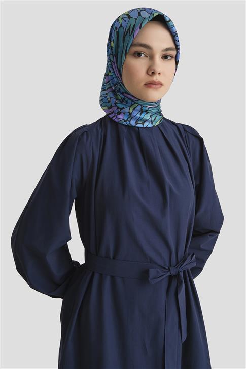 Armine Pile Detaylı Pamuk Elbise 25Y9024 LACİVERT