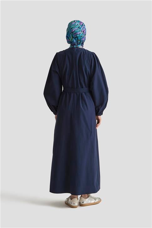 Armine Pile Detaylı Pamuk Elbise 25Y9024 LACİVERT