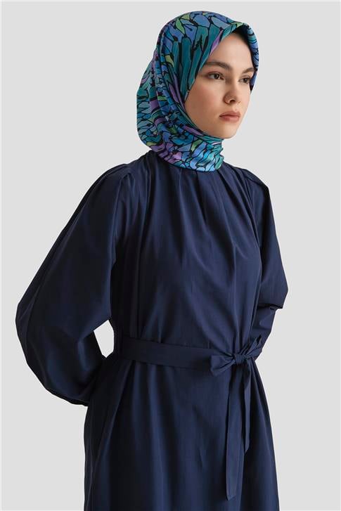 Armine Pile Detaylı Pamuk Elbise 25Y9024 LACİVERT