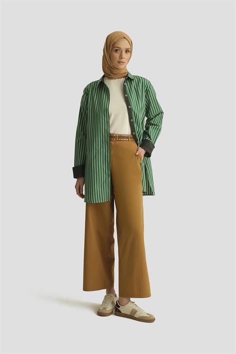 Armine Çizgili Tunik ORTD9438 Haki