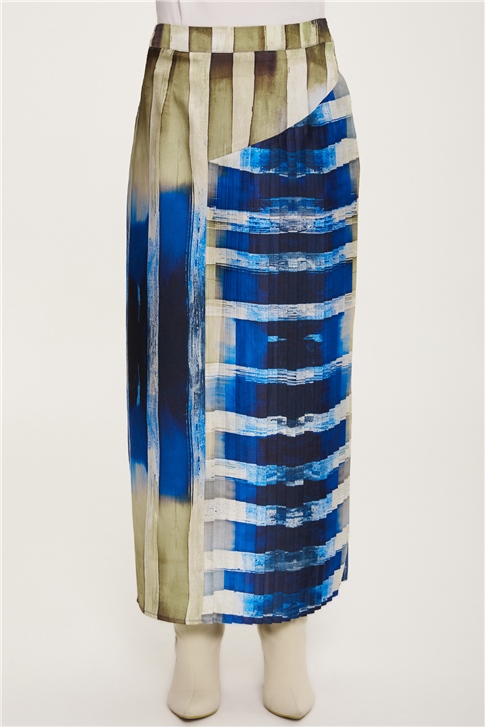 Armine Asimetrik Pliseli Empirme Etek 22K1307 Morcivert