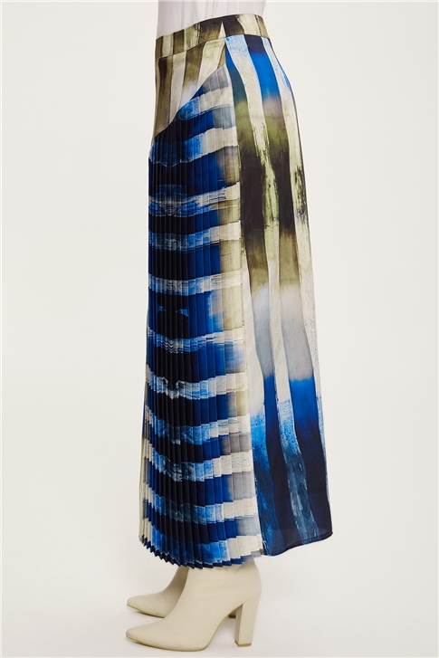 Armine Asimetrik Pliseli Empirme Etek 22K1307 Morcivert