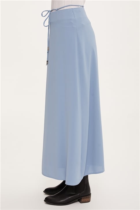 Armine Beli Tünel Detaylı A Kesim Etek 22K1316 Gri Mavi