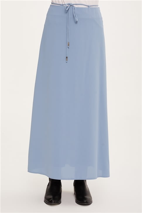 Armine Beli Tünel Detaylı A Kesim Etek 22K1316 Gri Mavi