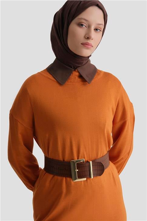 Armine Tunik Elbise 23Kd4249 Yanık Oranj