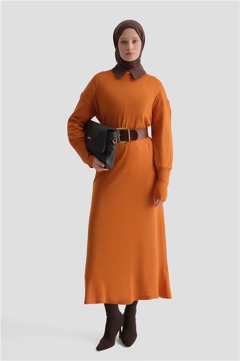 Armine Tunik Elbise 23Kd4249 Yanık Oranj