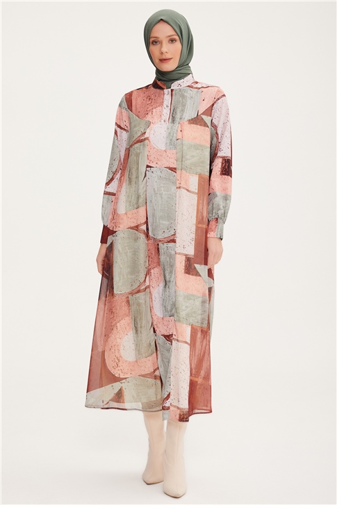 Armine Şifon Garnili Empirme Elbise 22K9537 Pastel Yeşili