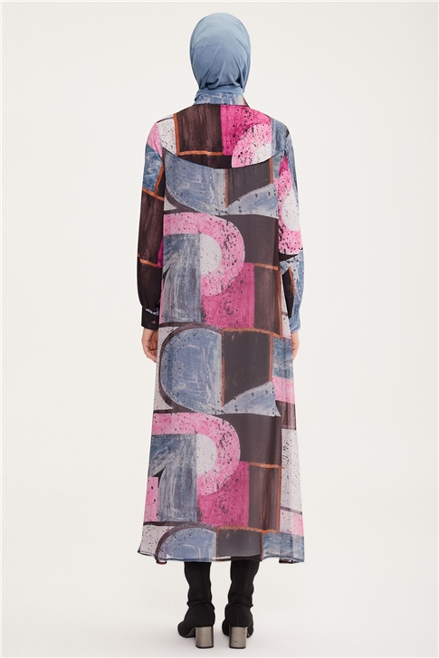 Armine Şifon Garnili Empirme Elbise 22K9537 Orkide