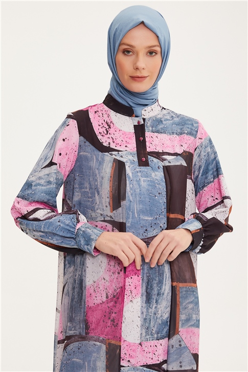 Armine Şifon Garnili Empirme Elbise 22K9537 Orkide