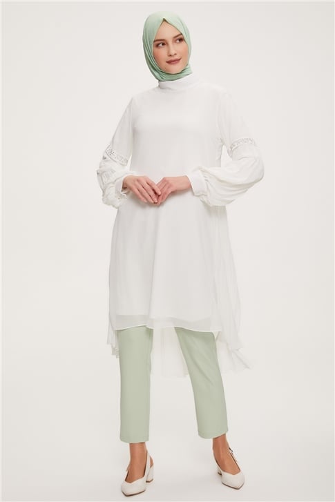Armine Abiye Tunik 22Yd3343 Beyaz