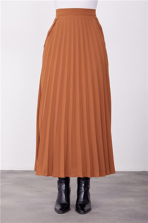 Armine Cepli Ve Piliseli Etek 23K1509 Badem