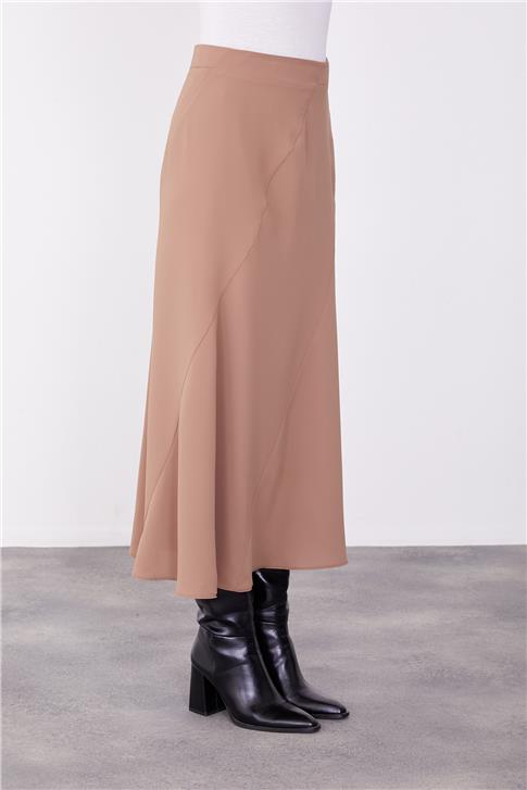 Armine Verev Kup Detaylı Godeli Etek 23K1530 Badem