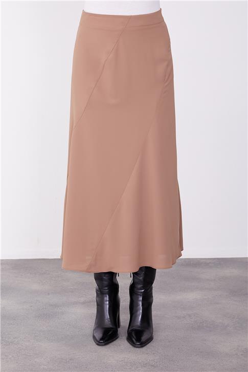 Armine Verev Kup Detaylı Godeli Etek 23K1530 Badem