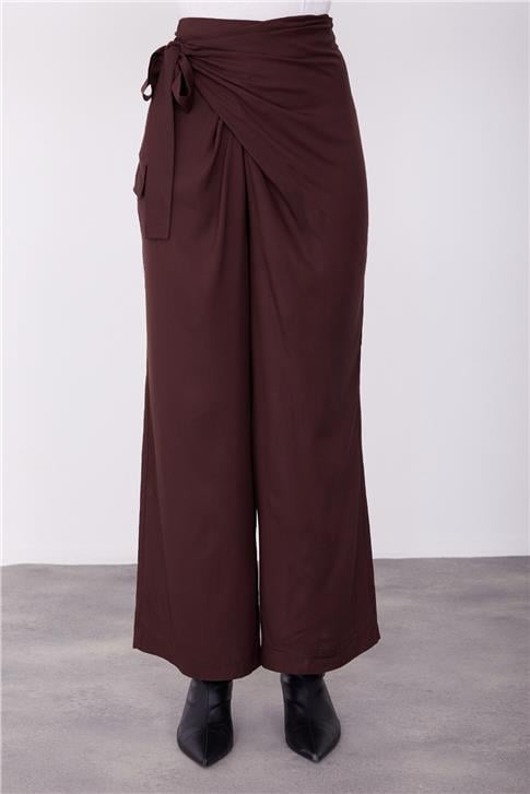 Armine Yandan Bağlama Detaylı Pantolon 23K2425 Bitter