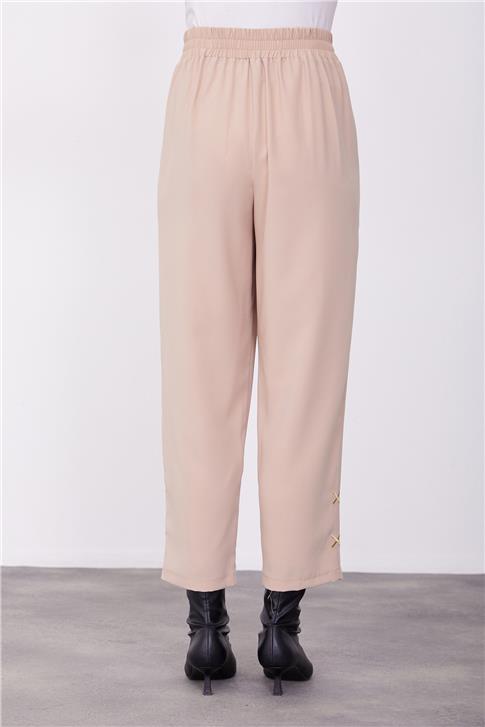 Armine Paçası Nakışlı Pantolon 23K2507 Bej
