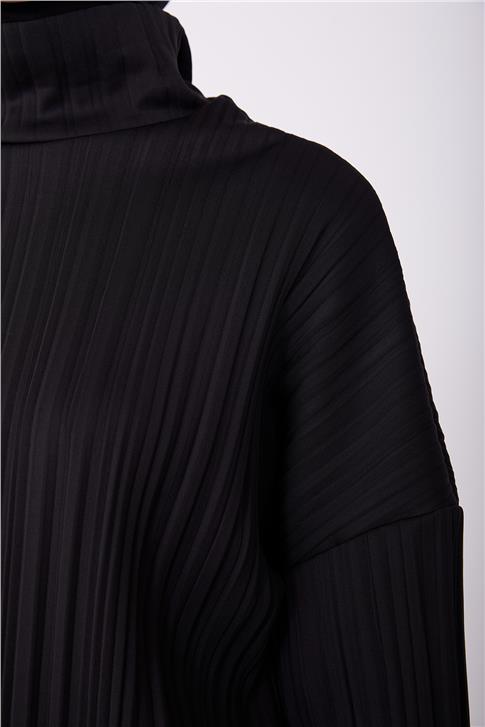 Armine Pliseli Örme Bluz 23K3216 Siyah