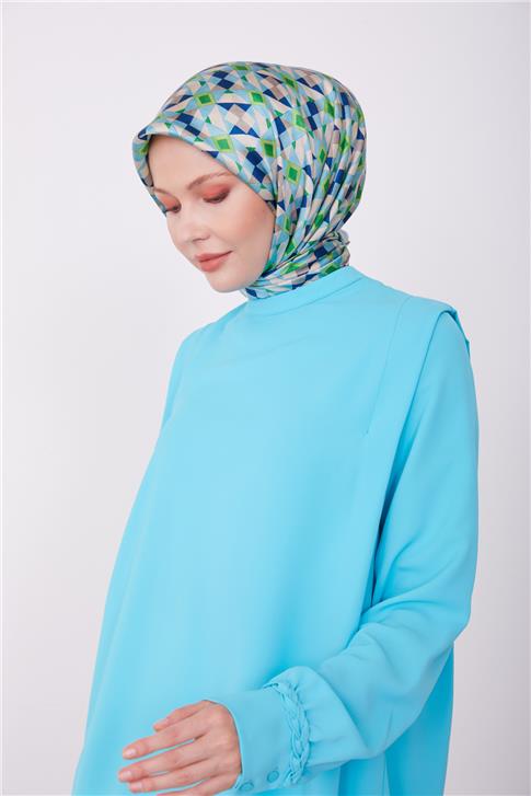 Armine Omzu Pileli Bluz 23K3342 Aqua