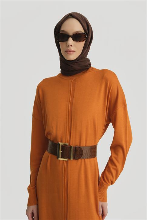 Armine Elbise 23KD4248 Yanık Oranj