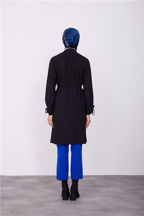 Armine Manşeti Bağcıklı Tunik 23K4709 Siyah