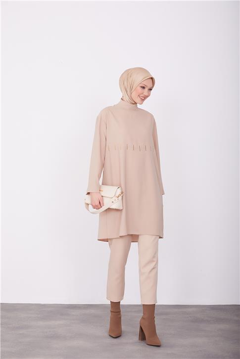 Armine Gold Nakışlı Tunik 23K4718 Bej