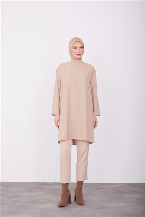 Armine Gold Nakışlı Tunik 23K4718 Bej