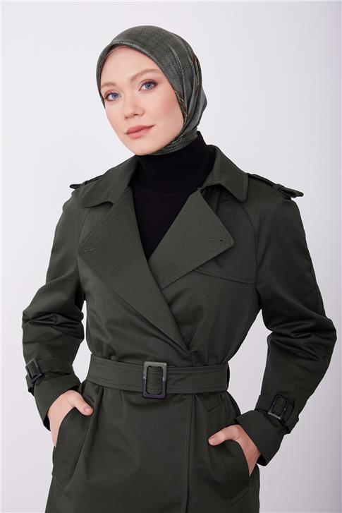 Armine  Omuzları Apoletli Toka Detaylı Kap 23K7125 Haki