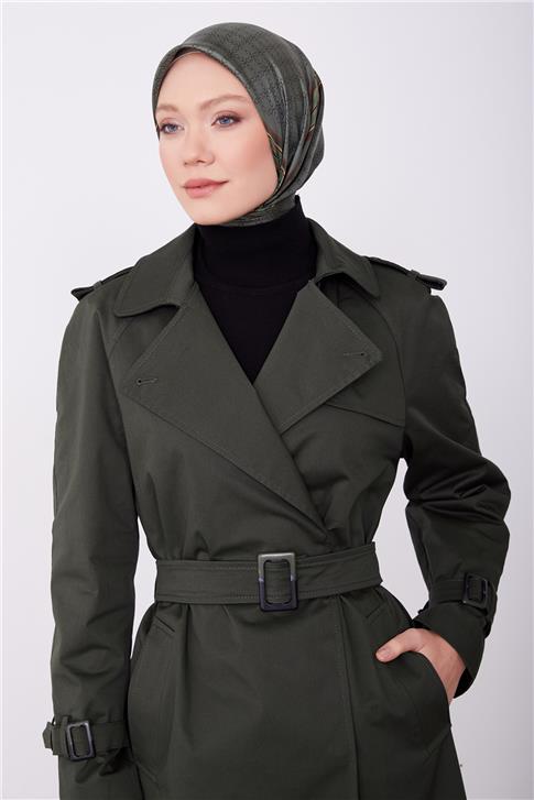 Armine  Omuzları Apoletli Toka Detaylı Kap 23K7125 Haki