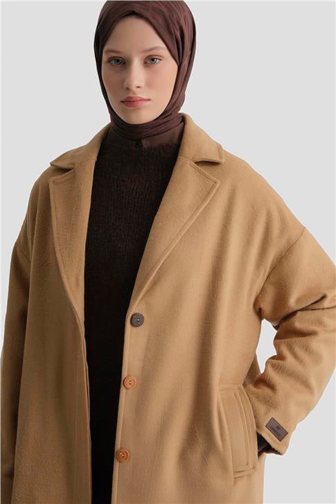 Armine Tek Düğmeli Kaban 23K7202 Camel