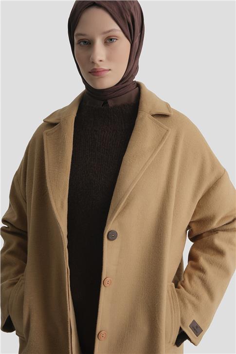Armine Tek Düğmeli Kaban 23K7202 Camel