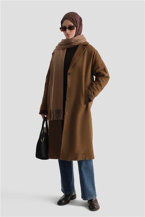 Armine Tek Düğmeli Kaban 23K7202 Taba