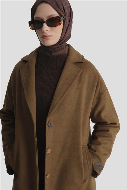 Armine Tek Düğmeli Kaban 23K7202 Taba