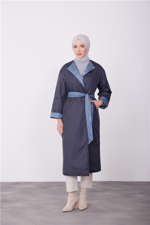 Armine Çift Tarflı Giyilebilen 2 Renkli Kap 23K7207 Lacivert