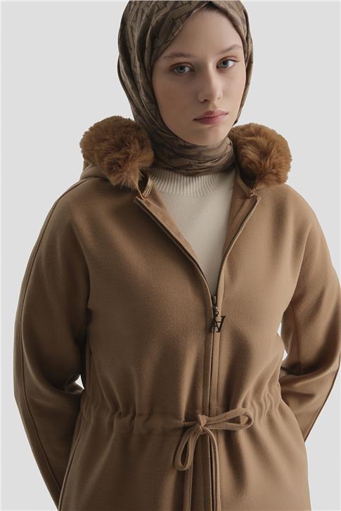 Armine Seyyar Kürklü Kaban 23K7226 Camel