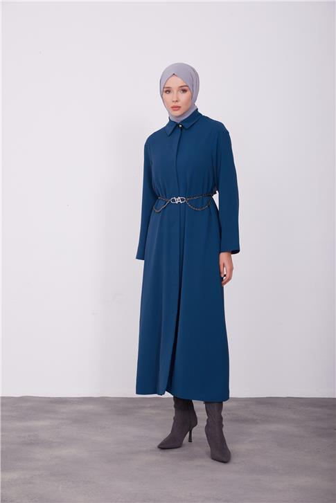 Armine Logo Kemerli Pardösü 23K8514 Petrol