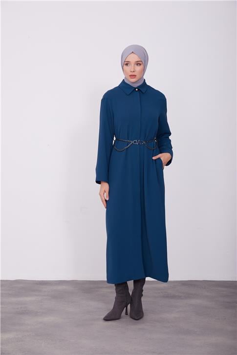 Armine Logo Kemerli Pardösü 23K8514 Petrol