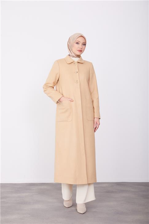 Armine Cep Aksesuarlı Ve Pensli Manto 23K8607 Bej