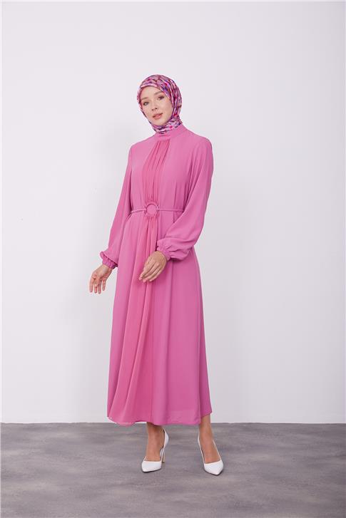 Armine Beli Toka Detaylı Elbise 23K9704 Menekşe