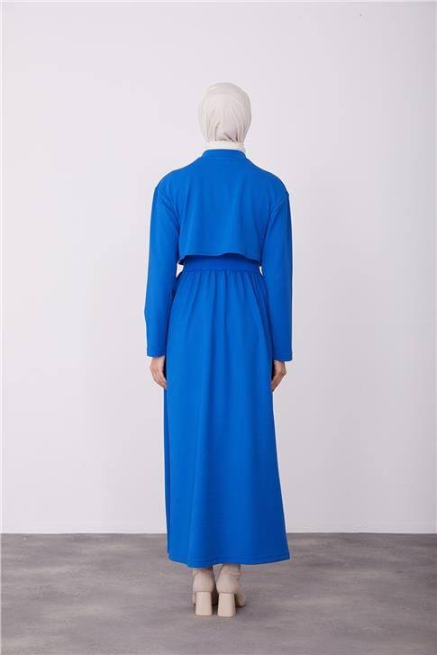 Armine Arkası Lastikli Örme Elbise 23K9705 Morcivert