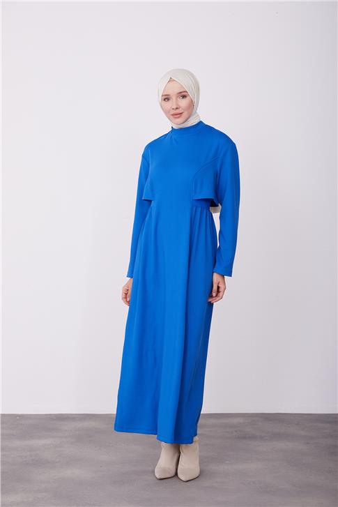 Armine Arkası Lastikli Örme Elbise 23K9705 Morcivert