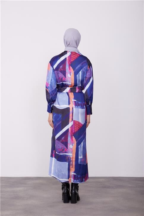 Armine Desenli Elbise 23K9714 Morcivert