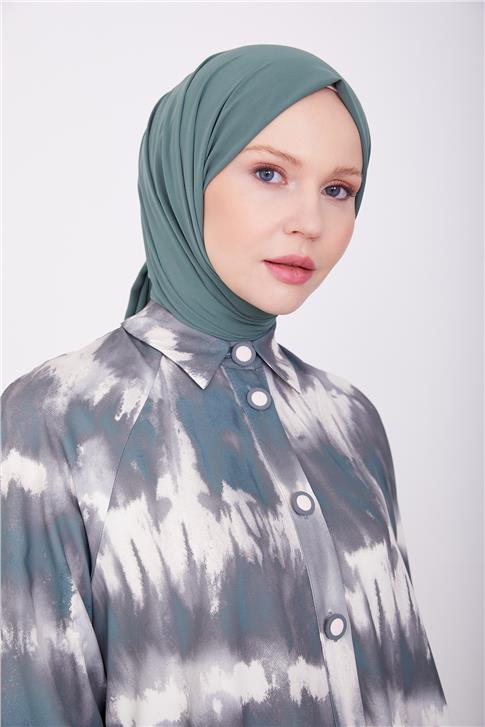 Armine Önü Düğmeli Arkası Büzgü Detaylı Elbise 23K9720 Yeşil