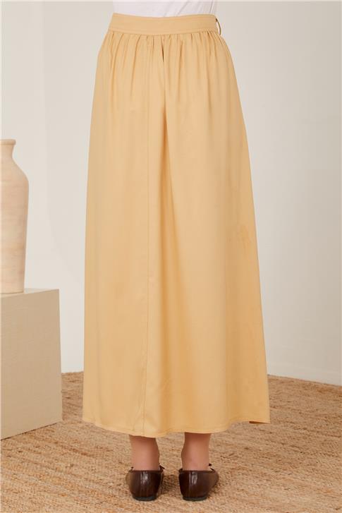 Armine Eteği Kesikli Ve Püsküllü Gabardin Etek 23Y1412 Bej