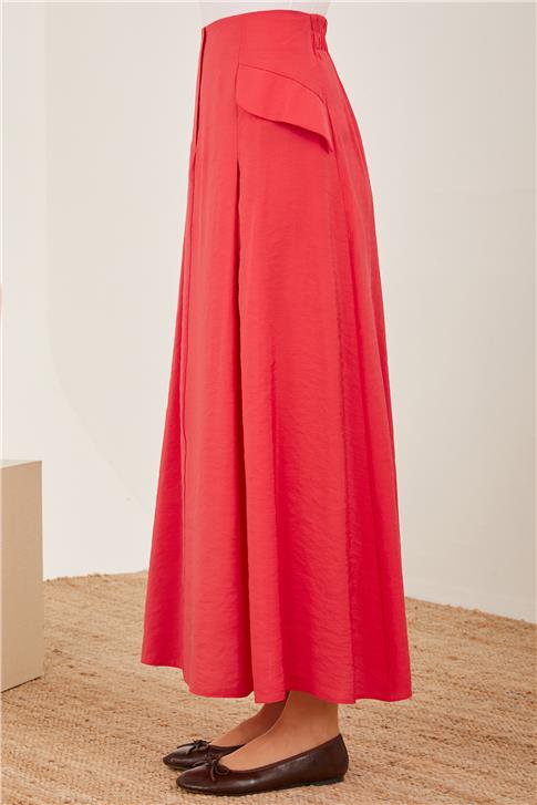 Armine Cepli Ve Lastikli Modal Etek 23Y1427 Kiraz