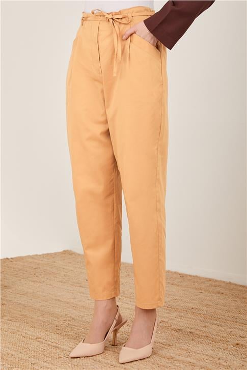 Armine Arkası Lastikli Pamuk Pantolon 23Y2409 Camel