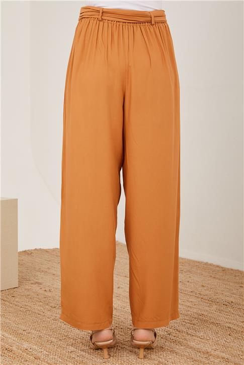 Armine Kemeri Piliseli Bol Viskon Pantolon 23Y2421 Çikolata