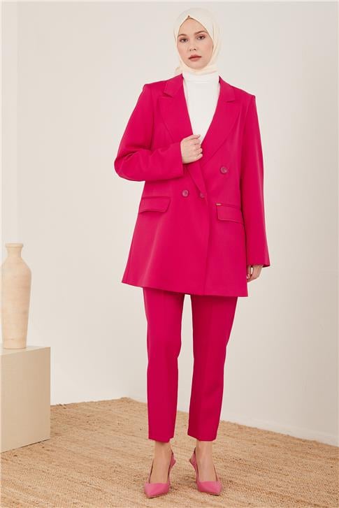 Armine Arkası Simli Lastikli Pantolon 23Y2437 Fuşya