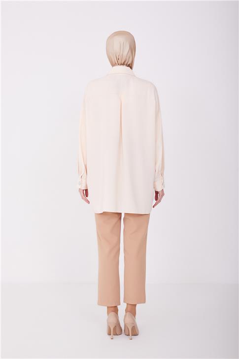 Armine Önü Metal Düğmeli Gömlek 23Y3000 Nude